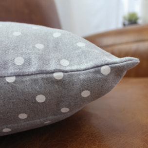 Coussin déhoussable à pois - Gris clair