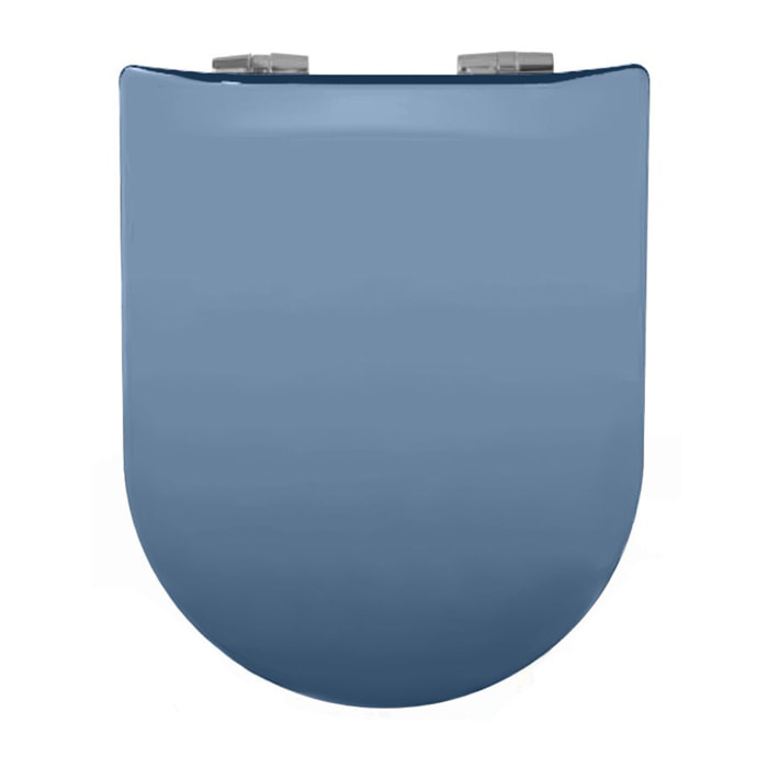 Abattant uni wood slim double avec descente assistée - Bleu azur