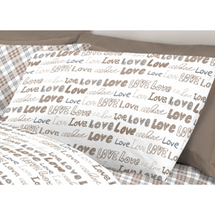 Completo Lenzuola 100% Cotone Love Love Beige