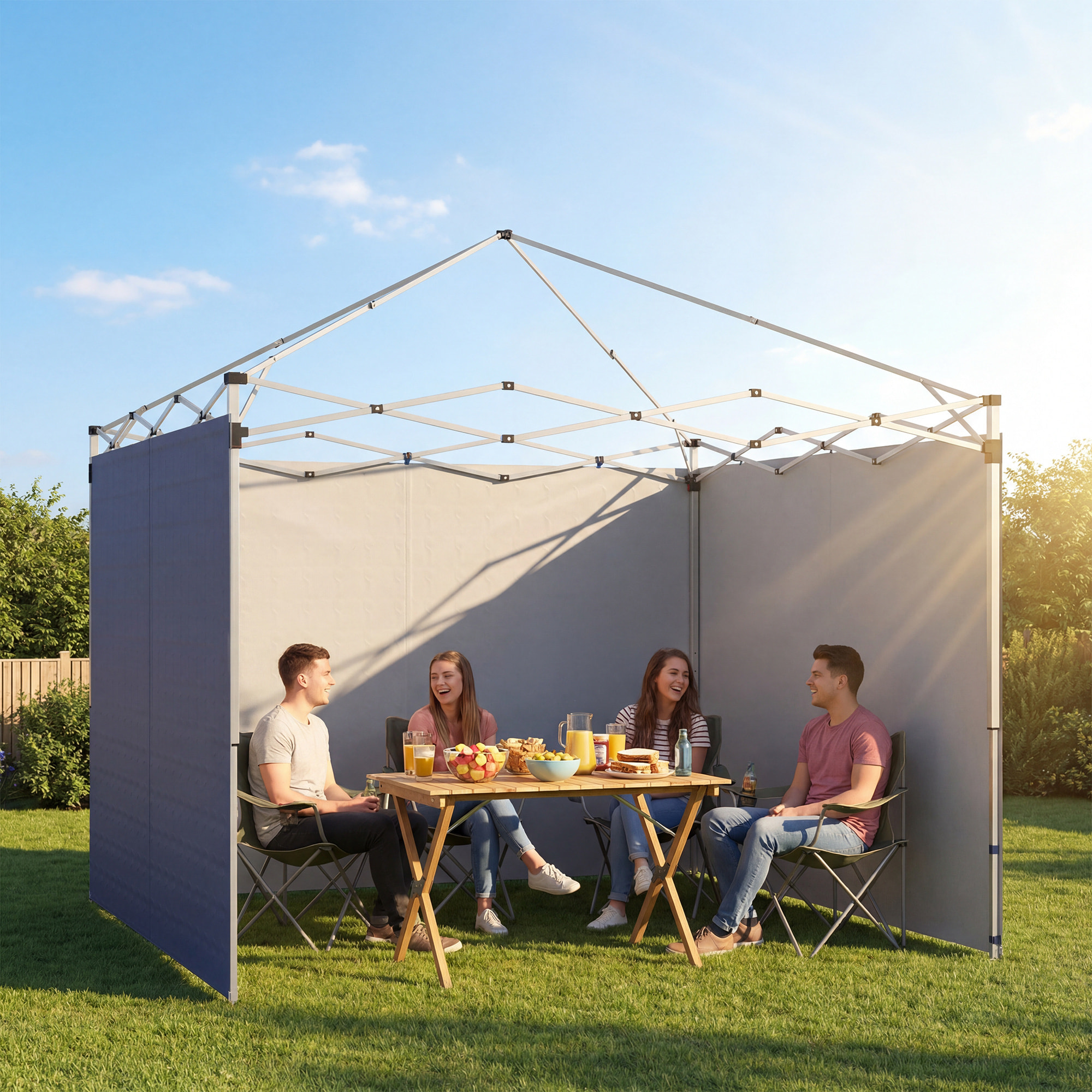 3 Paredes Laterales para Carpas de 3x3 m, Paredes Laterales de Repuesto para Cenador de Tela Oxford 210D con Cremallera, para Fiestas, 300x200 cm, Azul Oscuro