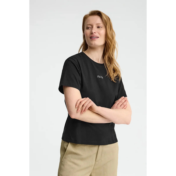 Maglietta nera a maniche corte regular fit con ricamo Polo Club