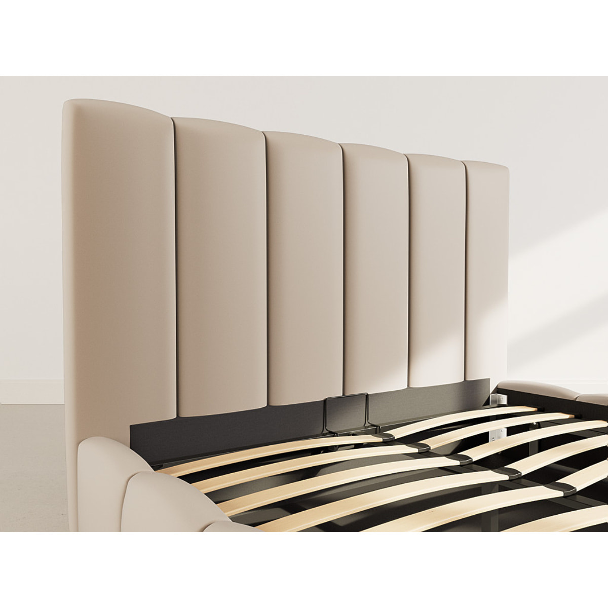 Mermaid - lit coffre - 160x200 cm - en velours - sommier inclus - Taupe