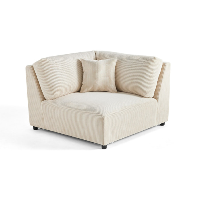 Garance - module d'assise d'angle réversible - en velours côtelé - Beige