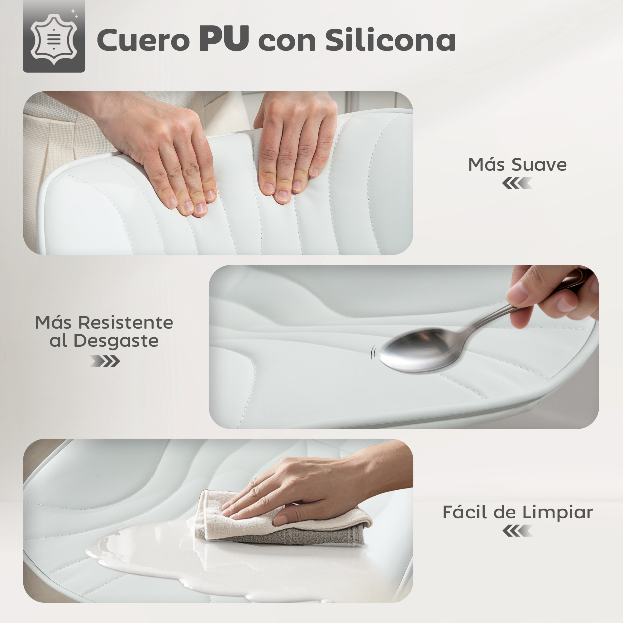 Juego de 2 Taburetes de Bar Taburetes Altos de Cocina Giratorios con Altura Ajustable 92-110 cm Respaldo Asiento de Piel Sintética Marco de Acero y Reposapiés para Comedor Mostrador Blanco
