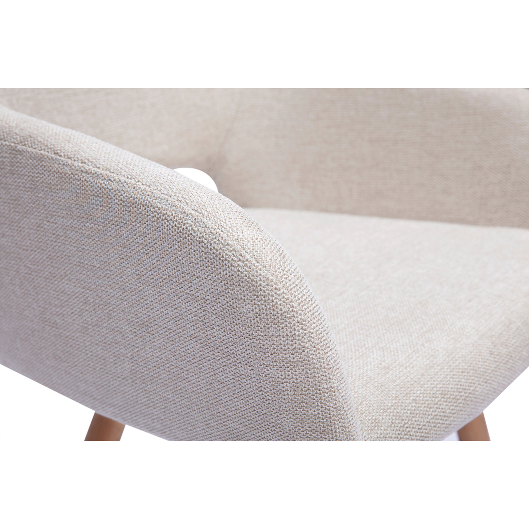 Chaises en tissu effet velours texturé beige et bois clair (lot de 2) LAURETTE