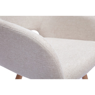 Chaises en tissu effet velours texturé beige et bois clair (lot de 2) LAURETTE
