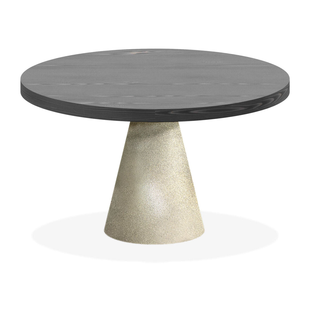 Artù Brass - Tavolo da pranzo rotondo Ø 120 cm in legno laminato con base a cono in metallo, top nero