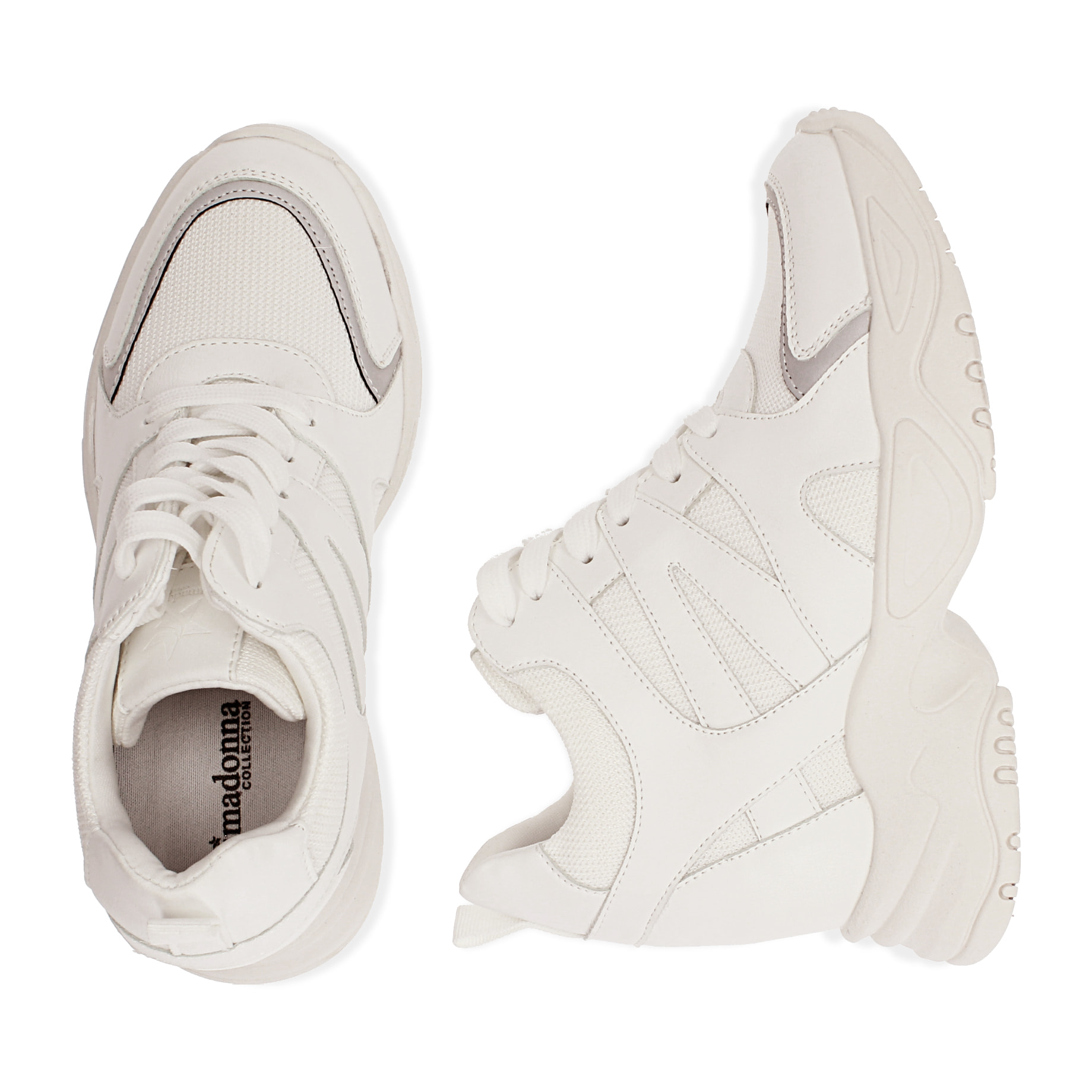 Sneakers bianche, zeppa 4 cm