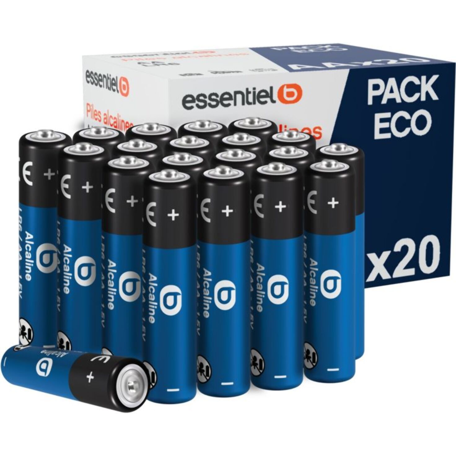 Pile ESSENTIELB POWERPLUS LR06 AA Lot de 20