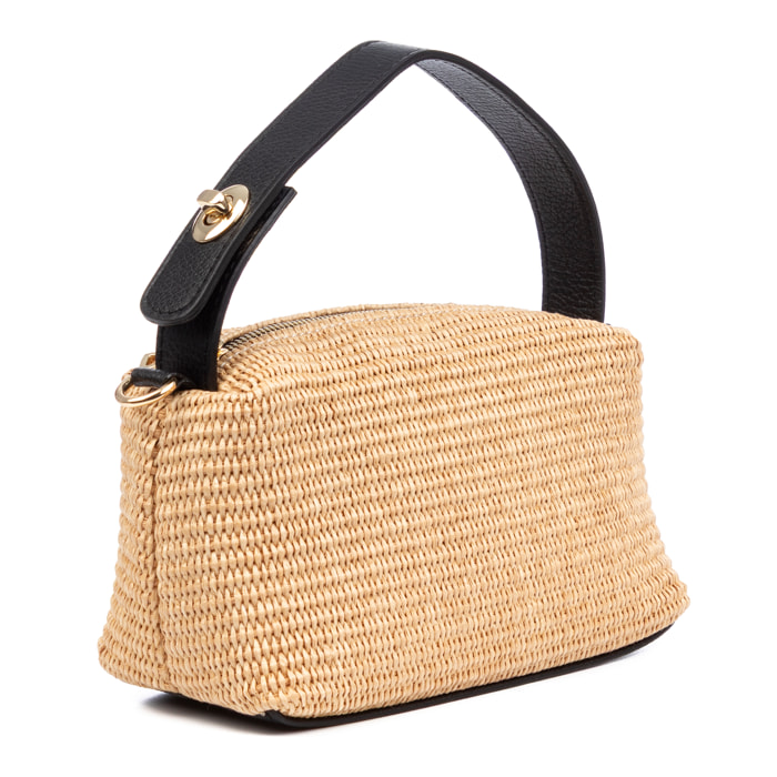 Baselice Bolso de mano Mujer. Fabricado en paja y piel auténtica Dollaro.