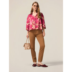 Oltre - Pantalones chinos con cadena decorativa - Marrón
