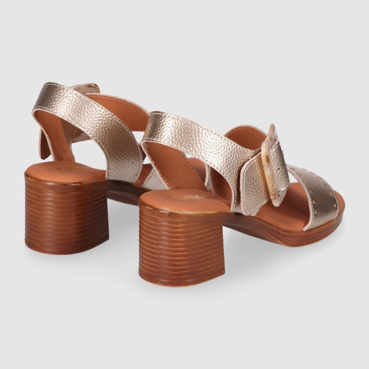 Sandalias de Piel - Platino - Tacón: 5 cm