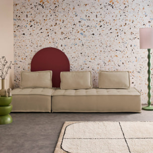 Ensemble chauffeuses DAO pour canapé modulable en tissu capitonné 3 places beige