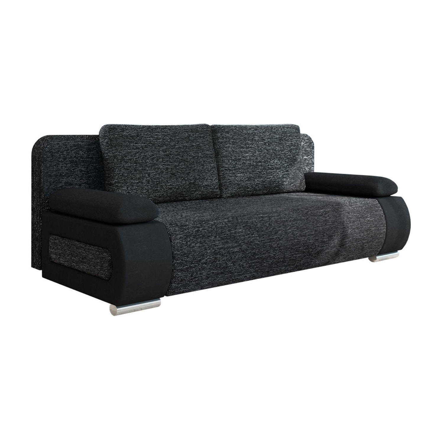 Elio - canapé 3 places convertible - avec coffre - style contemporain - Noir / Gris