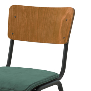 Lot de 2 chaises en bois foncé et velours vert - Nico