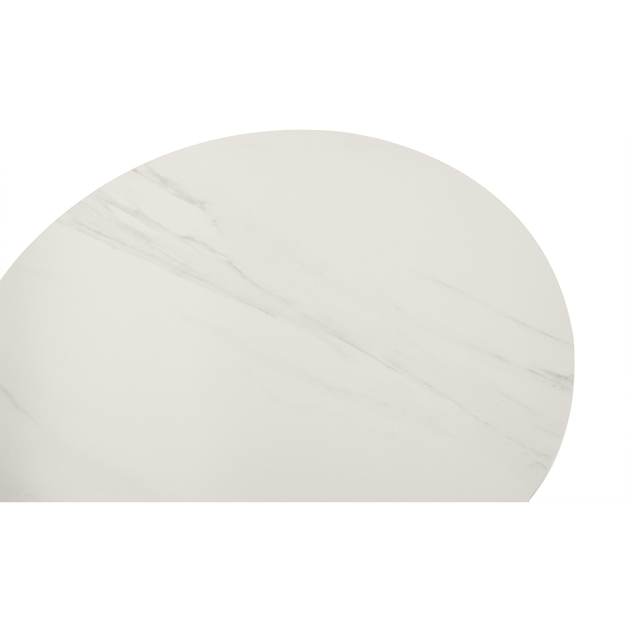 Table basse design ronde en céramique blanche et métal D60 cm MALOU