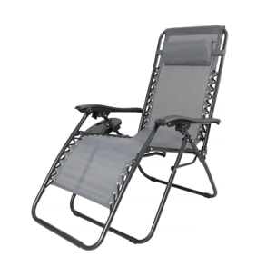 Fauteuil de jardin relax zéro gravité avec coussin matelassé "Sintra" - Noir