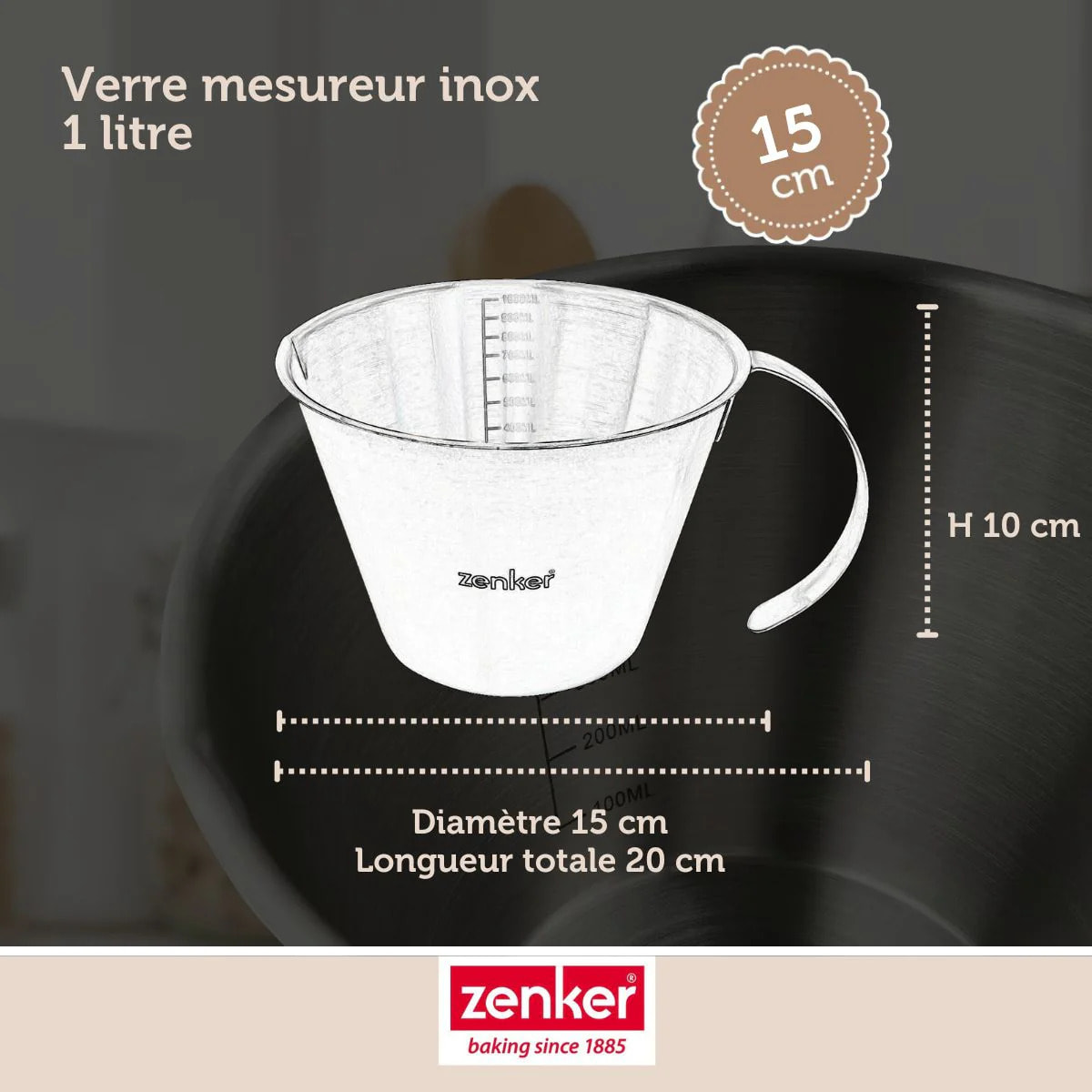 Verre doseur 1 litre Zenker Smart Pastry