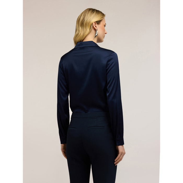 Motivi - Camisa de satén de viscosa - Azul