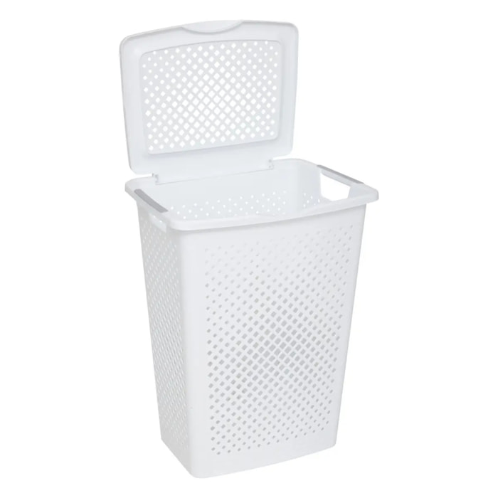 Panier à linge en plastique blanc 55L