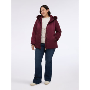 Fiorella Rubino - Plumífero bimaterial con capucha - Burgundy