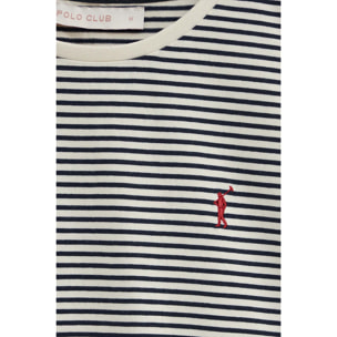 Maglietta a righe blu marino ed ecrù dal fit regular con ricamo Rigby Go