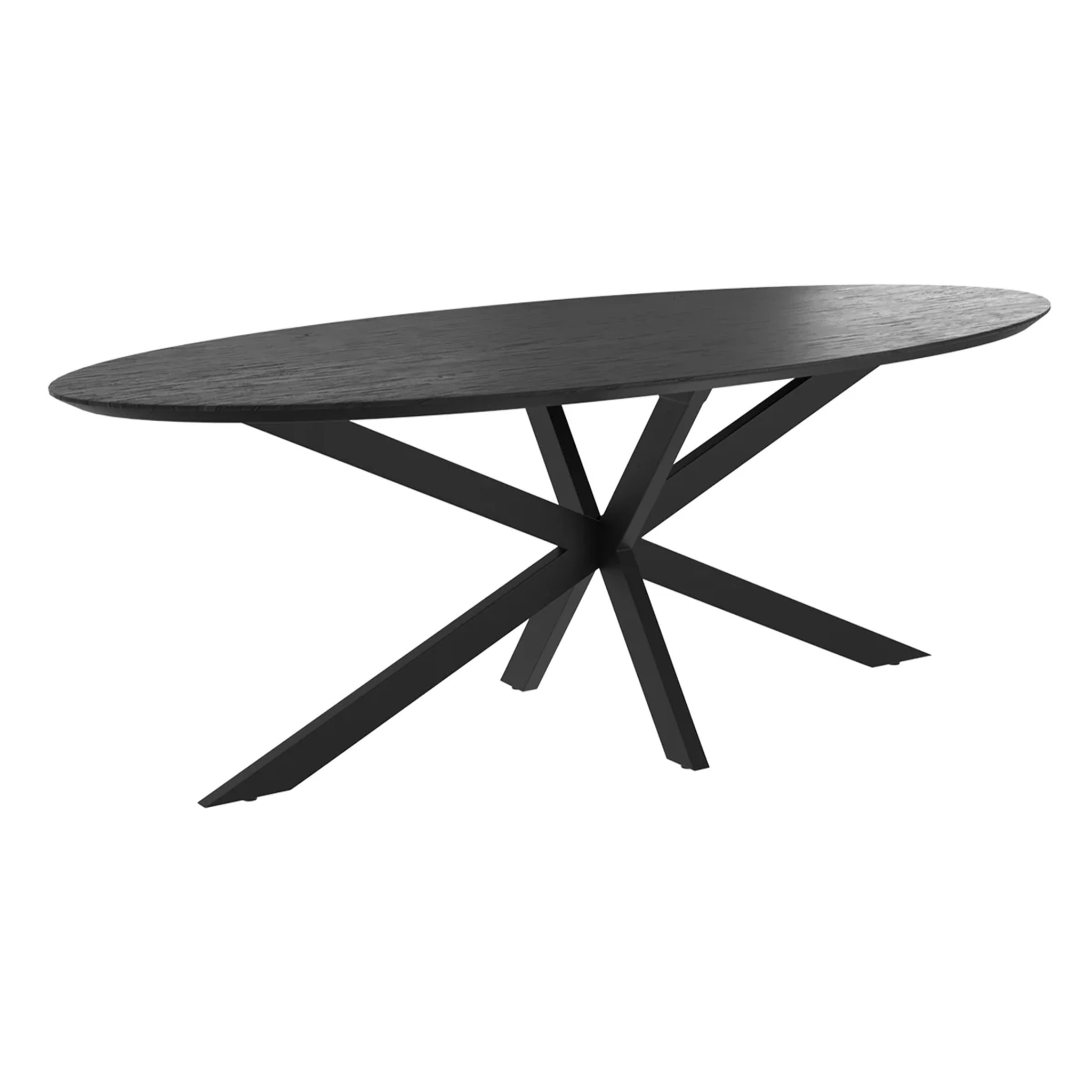 Table ovale 8 personnes en bois de teck recyclé noir 220 cm - Sparo
