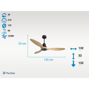 Ventilador de techo Modo Invierno/Verano Termostato Wifi Motor DC Techos Inclinados Mando a Distancia Hypersilence Memoria Vendible Shopify (AUTOMATICO) SalamisD132C0464569 PURLINE