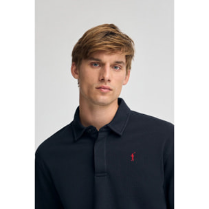 Felpa a polo blu marino, regular fit con logo Rigby Go