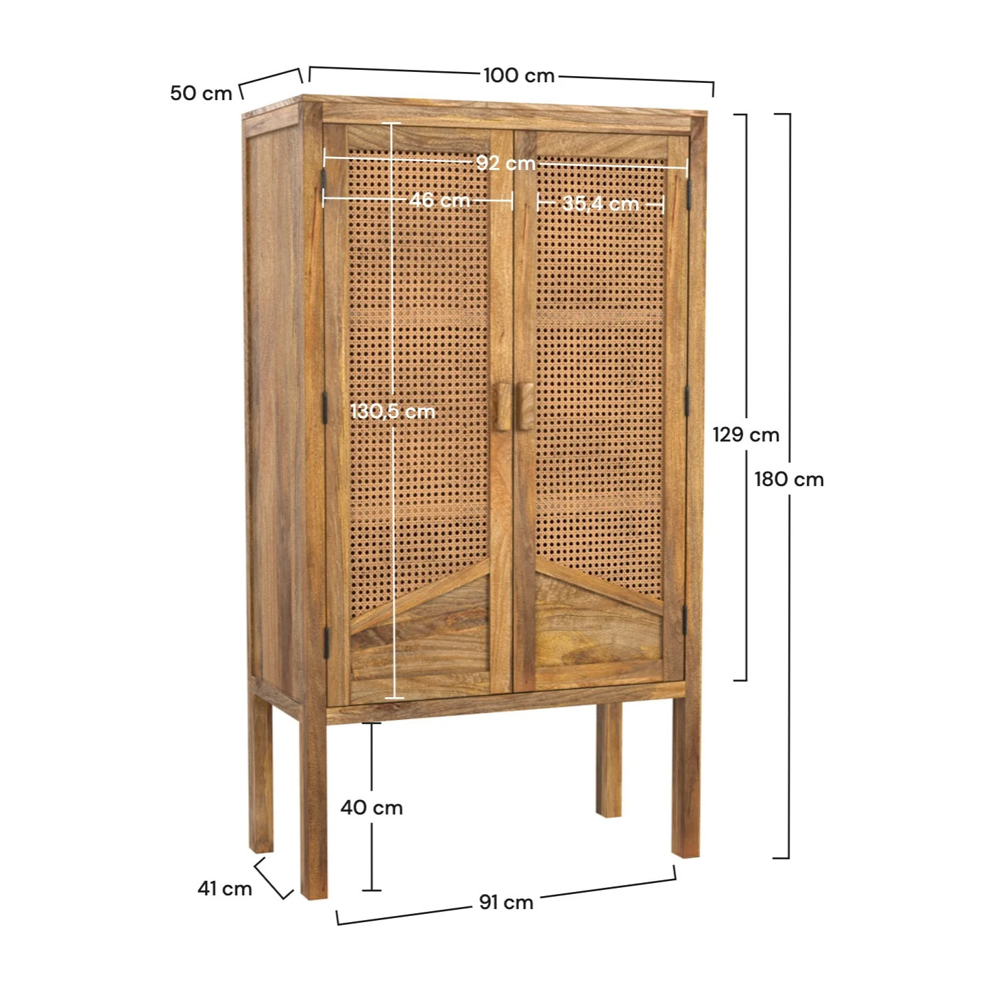 Armoire en cannage et bois de manguier et cannage - Tiki