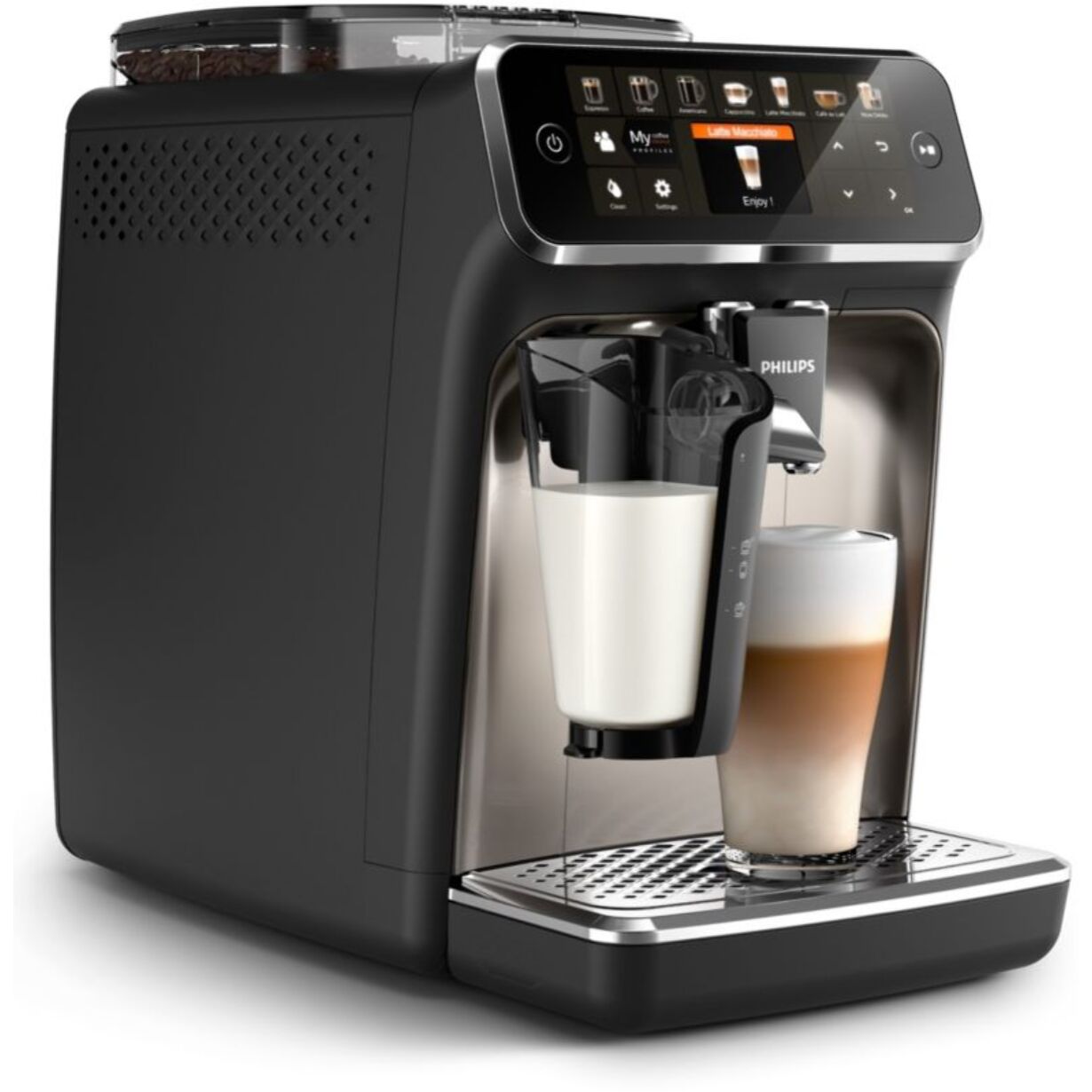 Expresso Broyeur PHILIPS EP5447/90 Machine à café à grain Grise Série 5400 LatteGo