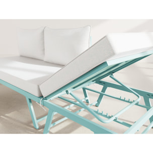 Isadora - salon de jardin 3 places - modulable - vert avec coussins beiges - Vert / Beige