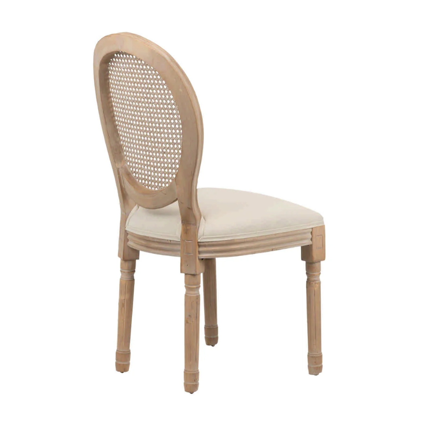 Silla Lino Beige Ratan Patas Roble 50x53x96 Cm