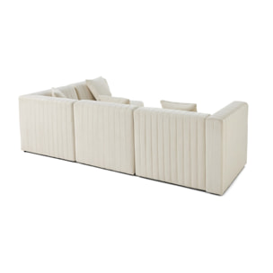 Nova - canapé modulable d'angle droit - 5 places - en velours - Beige