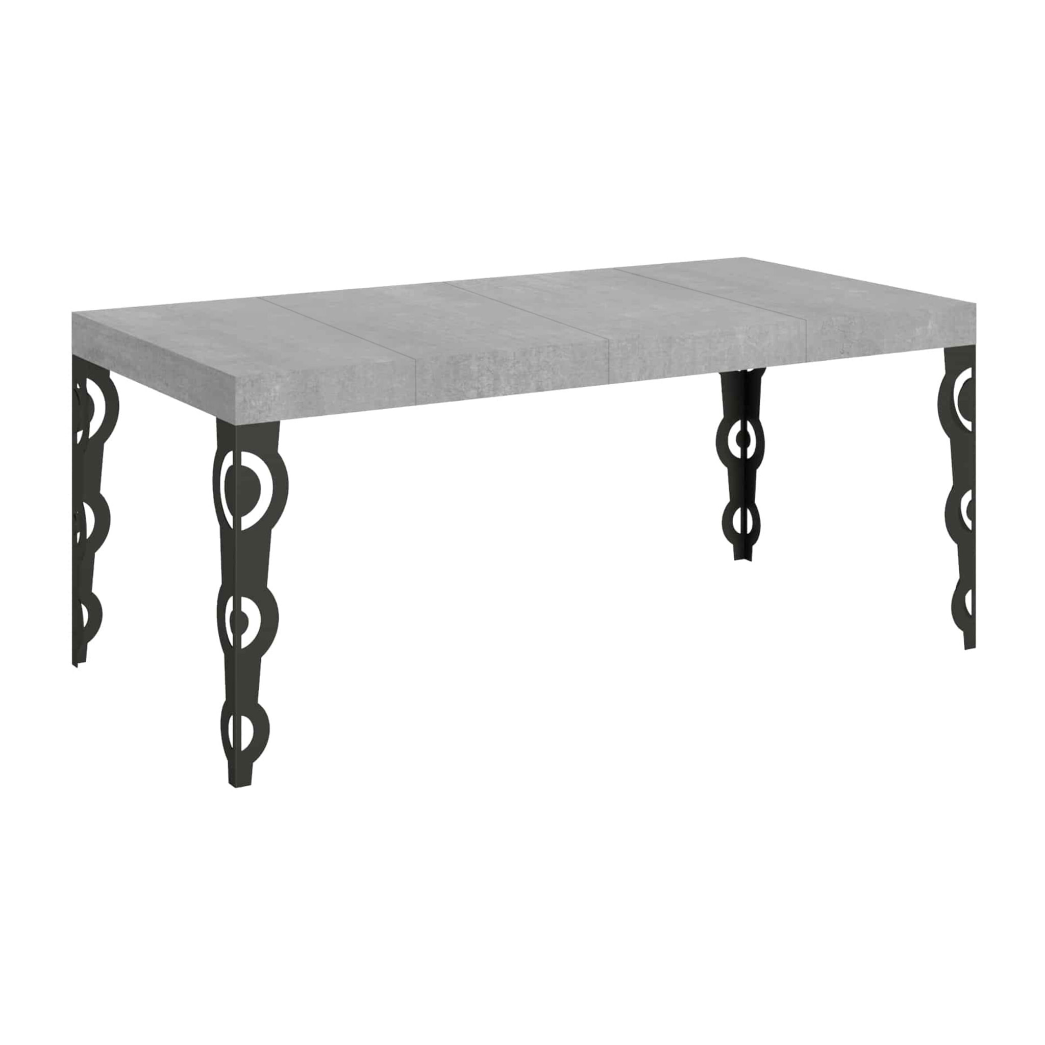 Table extensible 90x90/246 cm Karamay Premium Gris Béton cadre Anthracite