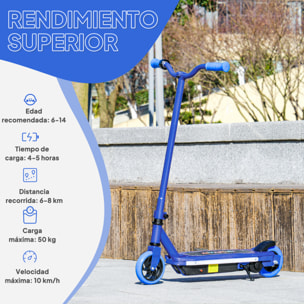 Patinete Eléctrico para Niños de 6-14 Años Patín Eléctrico Max. 10 km/h Motor 80 W Autonomía Máxima 8 km Patinete Eléctrico Infantil con Luces LED Freno Posterior Azul