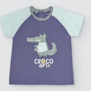 Set per neonati 3 pezzi: maglietta, pantaloncini e bandana Crocodino