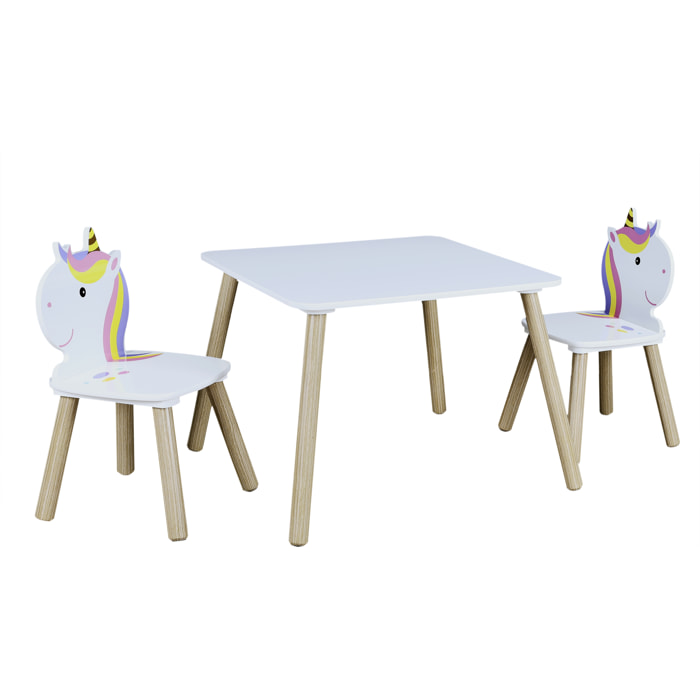 TABLE ET 2 CHAISES LICORNE LILY