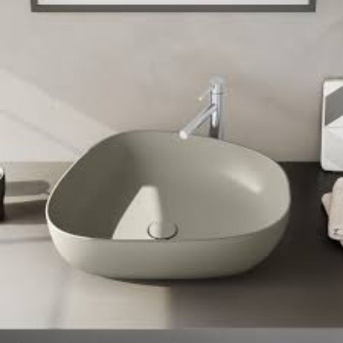 Lavabo double vasque à poser VITRA Outline, asymétrique - taupe mat Haut de gamme