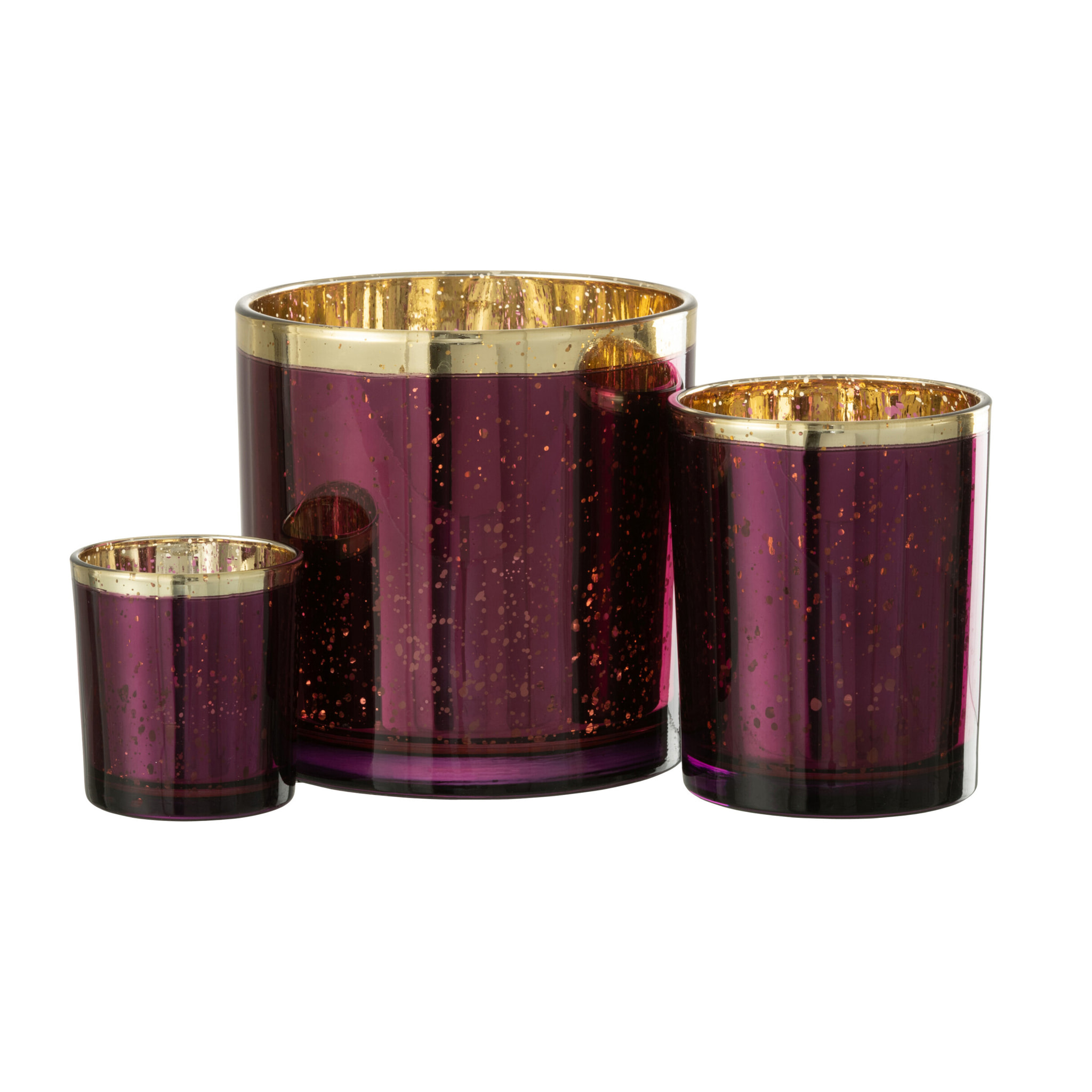 J-Line photophore Bord Dore - verre - bordeaux - large