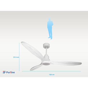 Ventilateur de plafond Réversible  Thermostat Dimmable Wifi Moteur à courant continu Toits en pente Télécommande Lumière à trois tons Hypersilence Mémoire