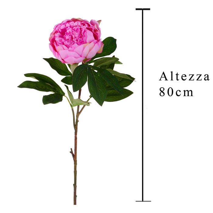 Peonia. Altezza 80 Cm - Pezzi 4 - 27X80X20cm - Colore: Rosa - Bianchi Dino - Fiori Artificiali