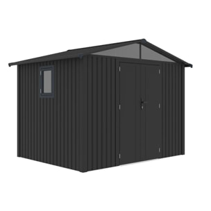 Abri de jardin métal gris anthracite 5.71 m² + kit d'ancrage