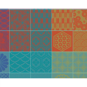 Set pur coton enduit motif jacquard Mille hana floralies