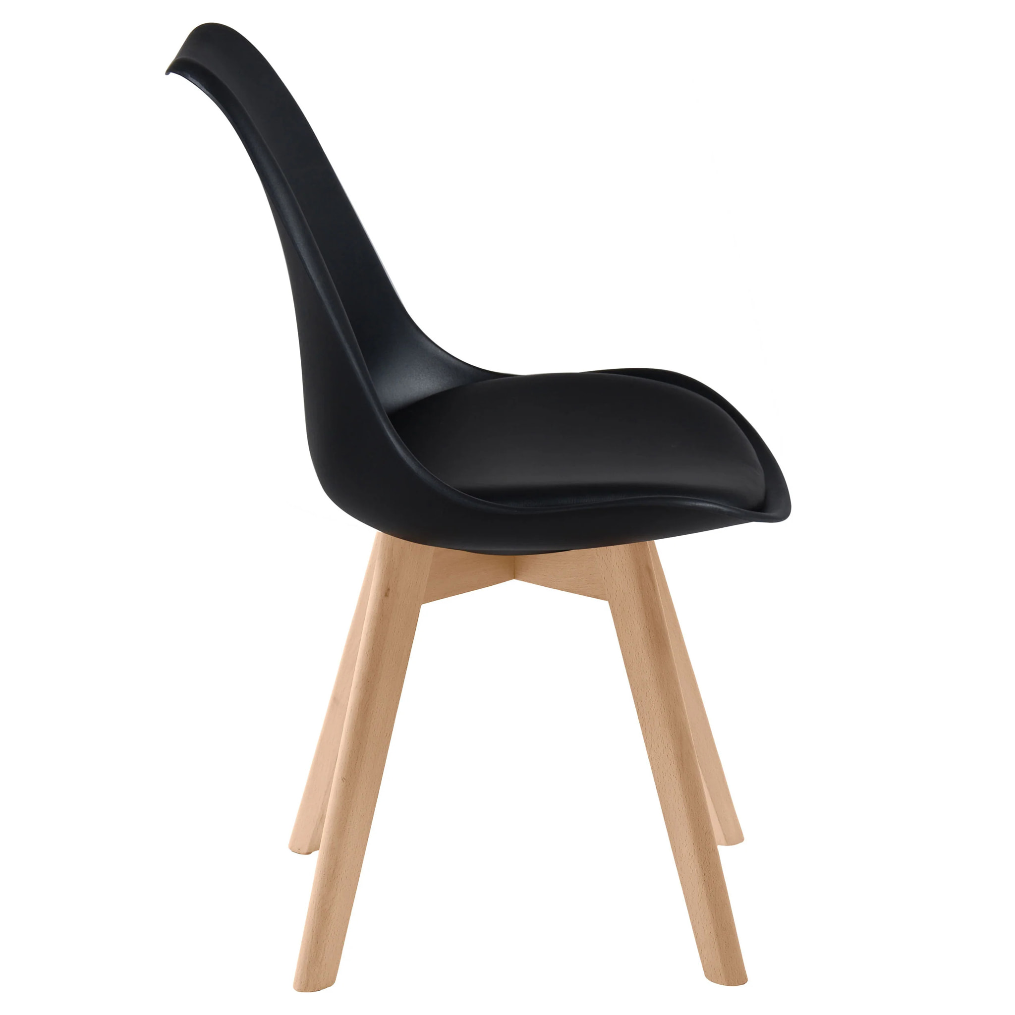 Lot de 2 chaises noires et pieds bois - Skandi