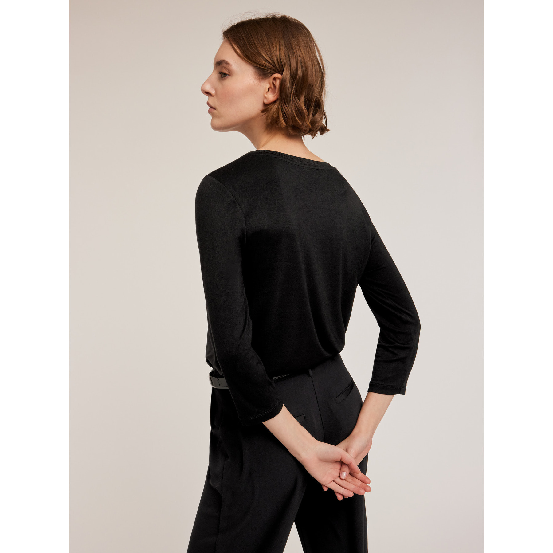 Motivi - Camiseta basic bimaterial - Negro