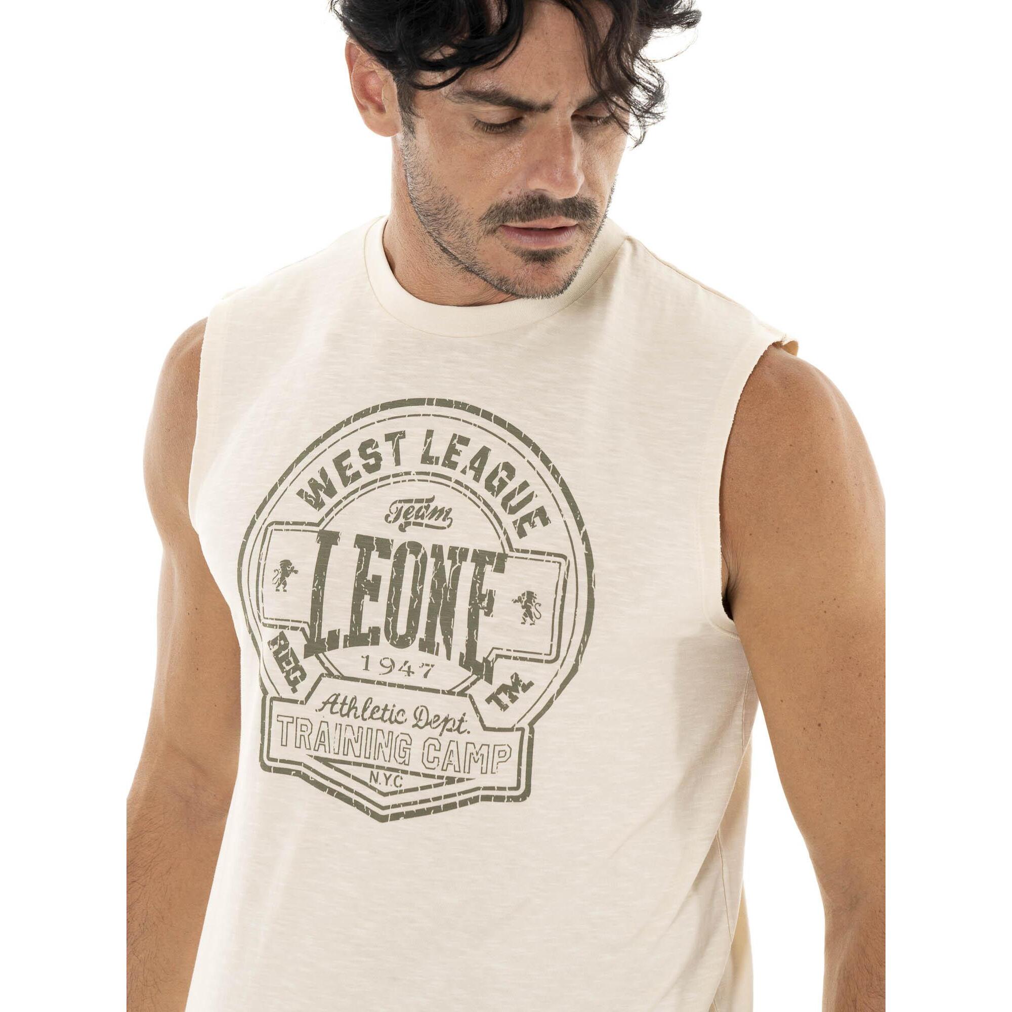 T-shirt smanicata da uomo in cotone Leone Military 1947