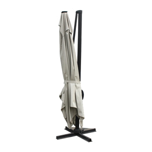 Parasol  ecru droit rectangle 3,95 x 2,95 m rotatif à 360 led VALIANO