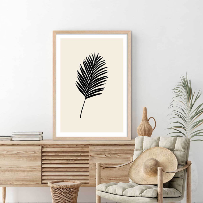 Affiche  black palm Affiche + cadre en bois - Chêne