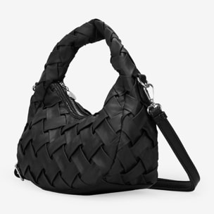 Bolso pequeño negro con trenzado y cremallera